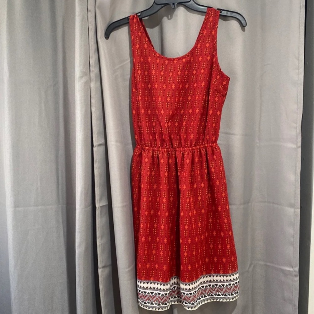 Tribal print mini dress with partial open back